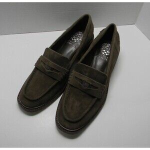 Vince Camuto Erinesa Brown Suede Penny Loafer Block Heel Dark Academia NWOT